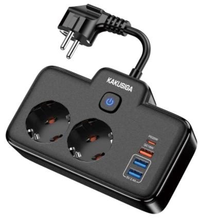 KAKUSIGA KSC-1254 2-position (PD20W+QC3.0/1C3A) socket (EU/GER)