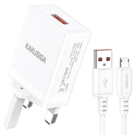 KAKUSIGA KSC-1261 Single Port Charger Set (UK) (Lightning)