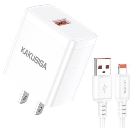 KAKUSIGA KSC-1264 QC3.0 Single Port Charger Set (US) (Lightning)