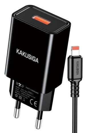KAKUSIGA KSC-1644 Single Port Charger Set (EU)(Lightning)