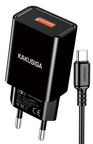KAKUSIGA KSC-1644 Single Port Charger Set (EU)(Lightning)