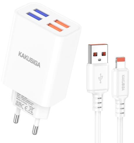 KAKUSIGA KSC-1682 Four-Port Charger Set USB to Lightning (EU)