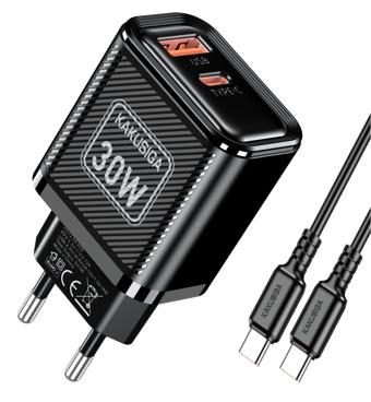 KAKUSIGA KSC-1700 PD30W + QC3.0 Charger Set (EU) Type-C to Lightning