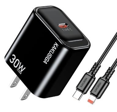 KAKUSIGA KSC-2202 PD30W Private Mold Charger Set (US) Type-C to Lightning