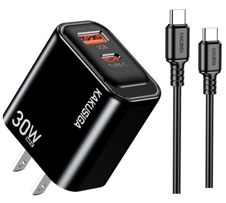 KAKUSIGA KSC-2206 PD30W+QC3.0 Private Mold Charger Set (US) Type-C to Lightning