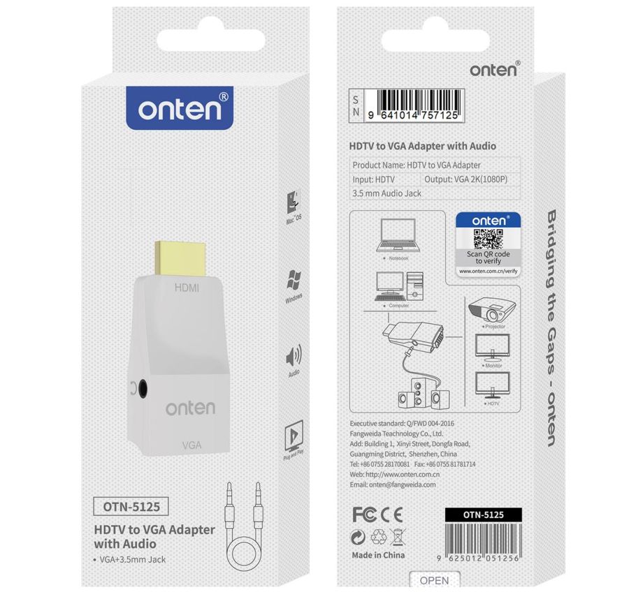 ONTEN OTN-5125 HDMI to VGA female adapter