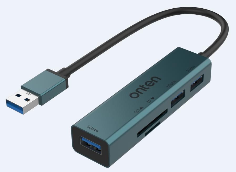 ONTEN OTN-5223 USB 3.0 to 3- Ports USB 3.0 Hub with SD/TF Card Reader