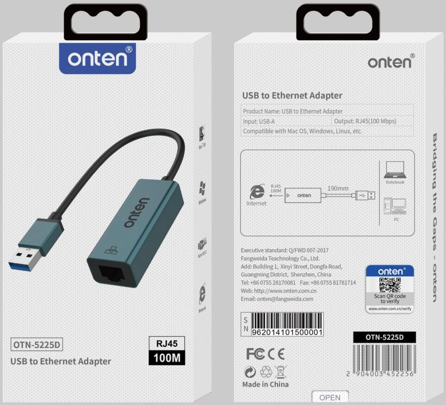 ONTEN OTN-5225D )/USB 3.0 to Ethernet Card