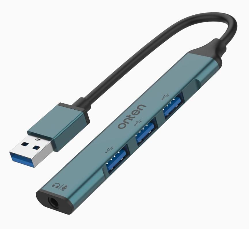 ONTEN OTN-5706 USB A to 3.5mm Jack adapter with USB 3-Port HUB USB A