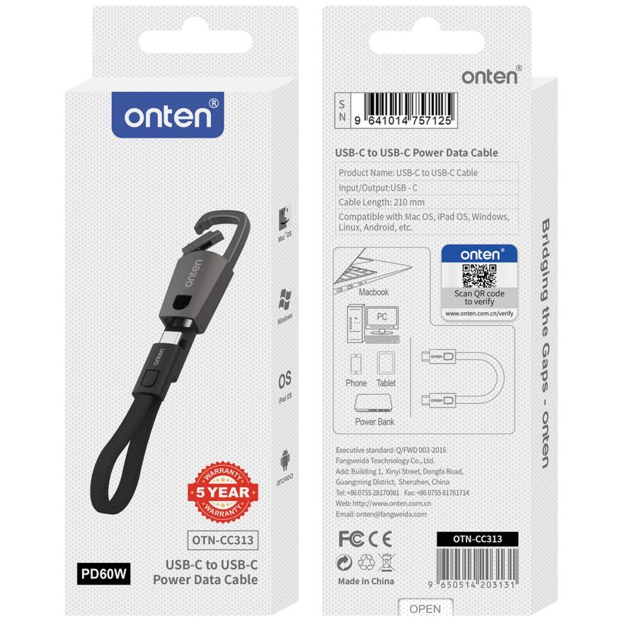 ONTEN OTN-CC313 USB-C to USB-C Power Data Cable