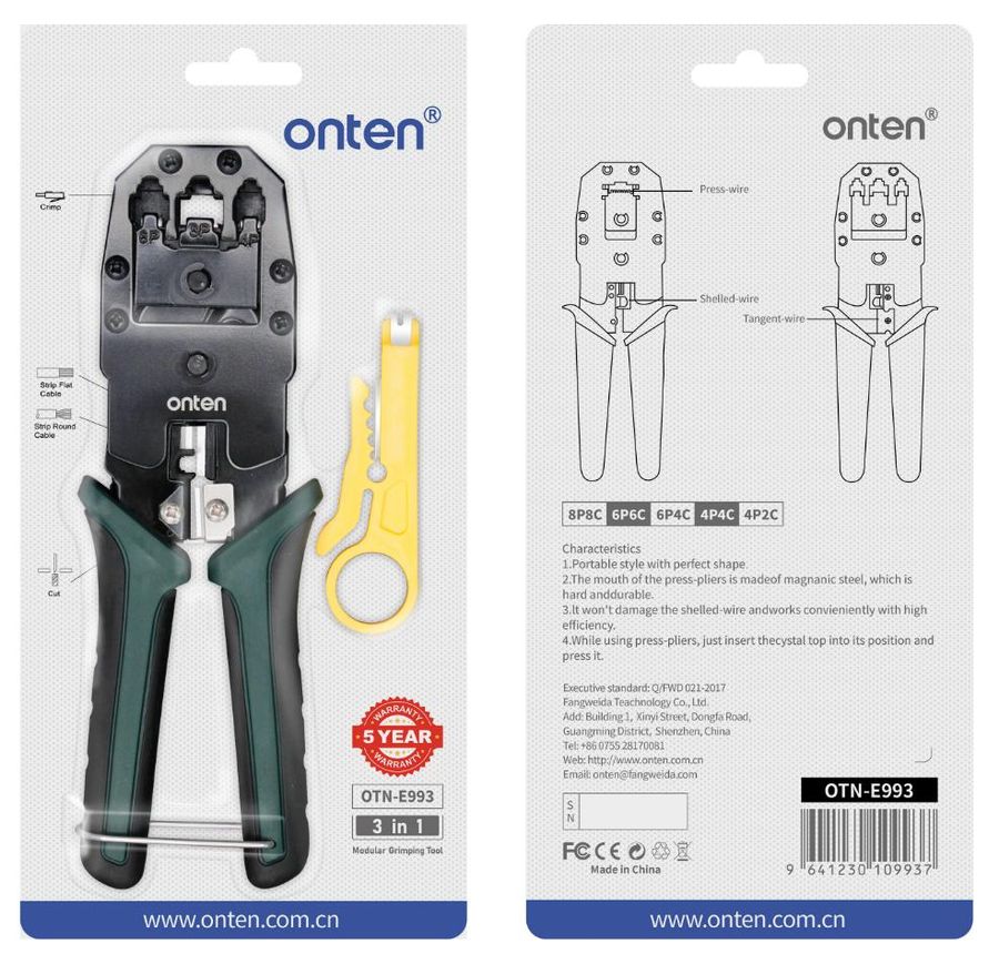 ONTEN OTN-E993 network cable crimping tool