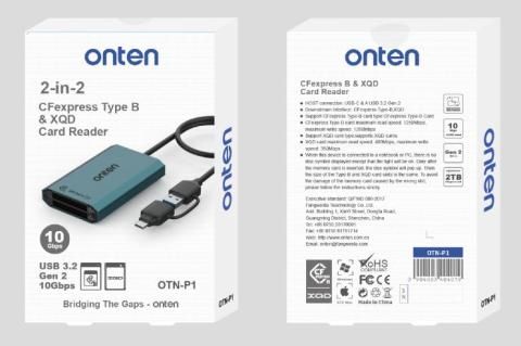 ONTEN OTN-KSS CFexpress Type B & XQD Card Reader USB 3.2 Gen 2 10Gbps Support : USB-C or USB-A CFexpress Type-B