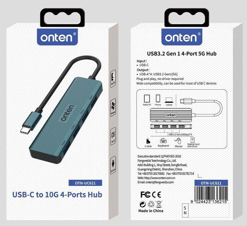 ONTEN OTN-UC621 USB 3.2 Gen 1 4-Port 5G Hub 4