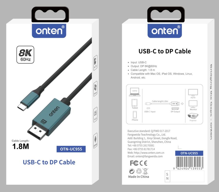 ONTEN OTN-UC955 USB-C to DP Cable USB-C