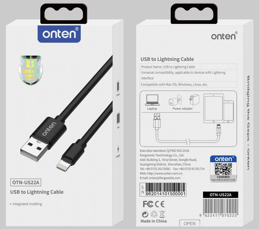 ONTEN OTN-US22A USB-A to Lightning cable