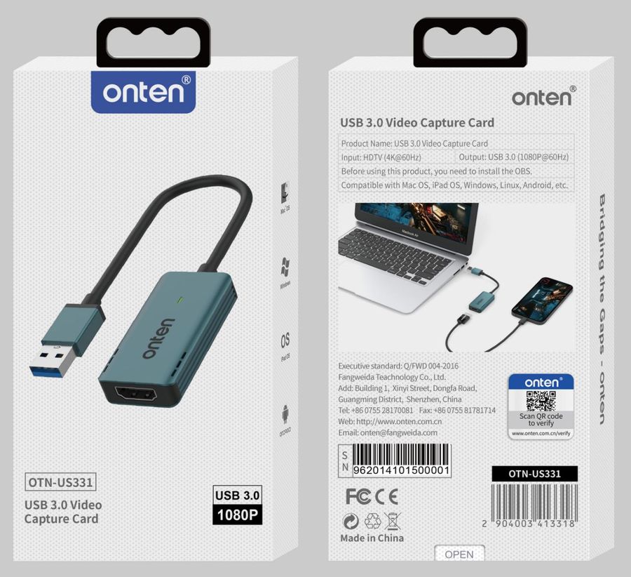 ONTEN OTN-US331 USB3.0 Video Capture Card USB3.0