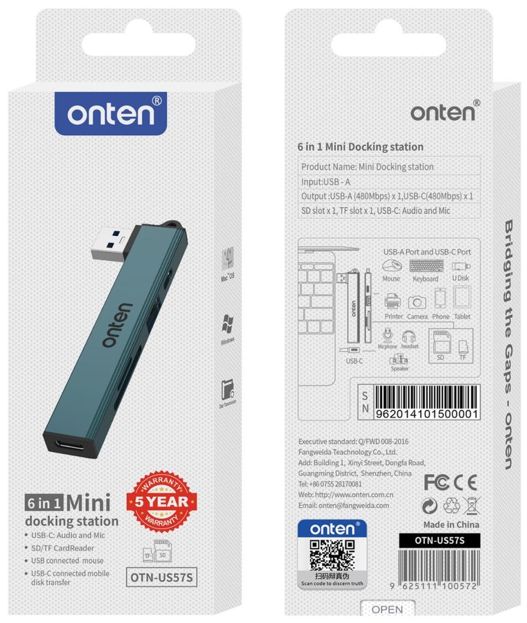 ONTEN OTN-US57S 6 in 1 Mini Docking station