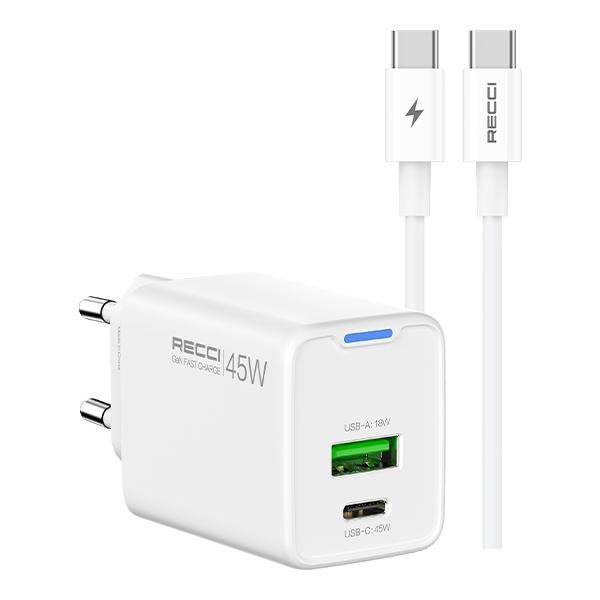 RECCI RC108E 45W GAN fast charger set EU PLUG