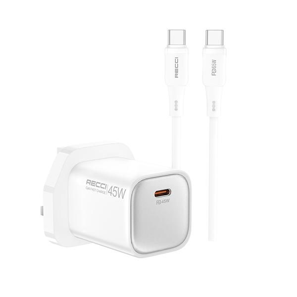RECCI RC132U 45W GAN fast charger set UK PLUG