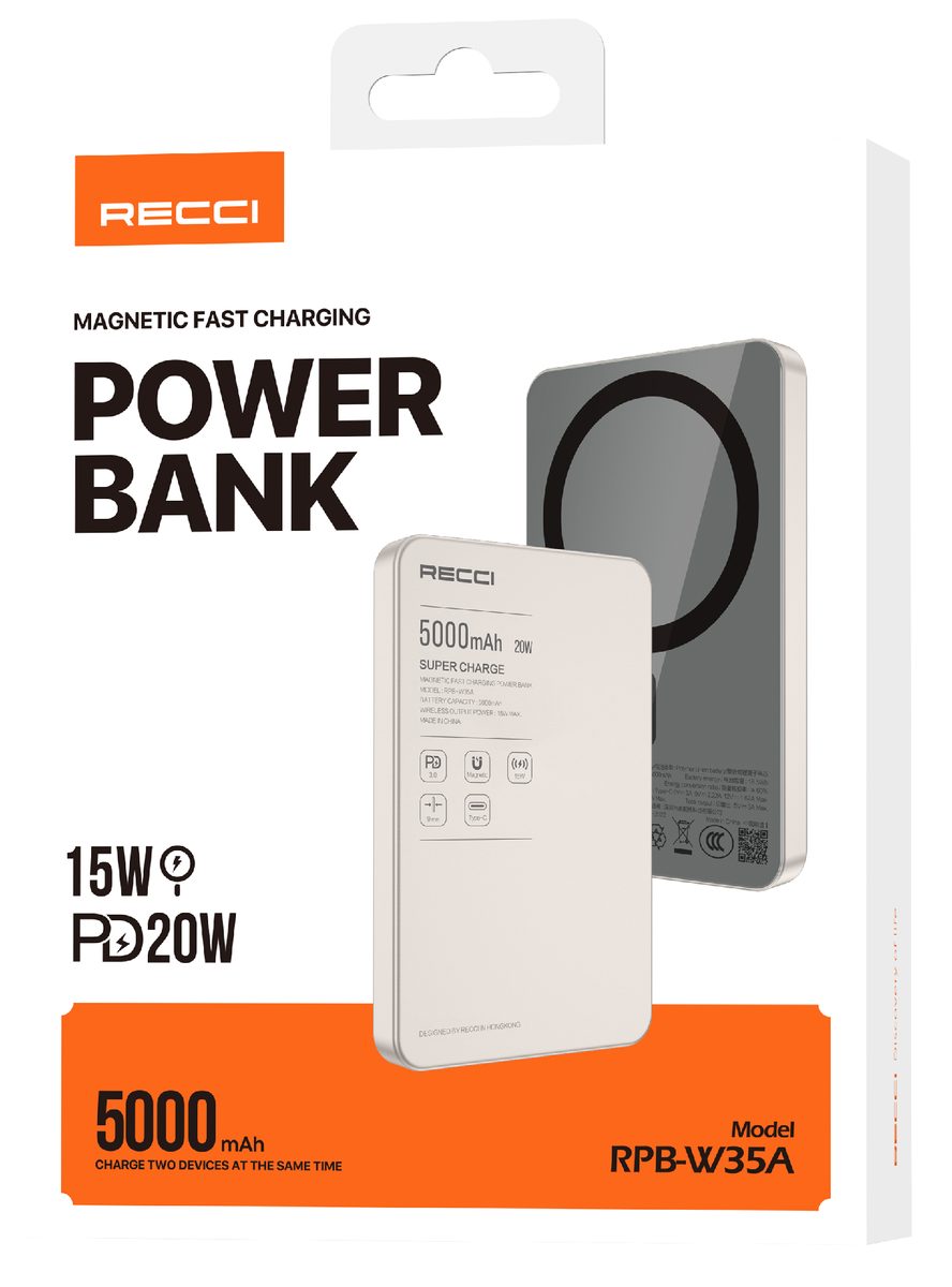 RECCI RPB-W35A Power BANK 15W Magnetic wireless charger