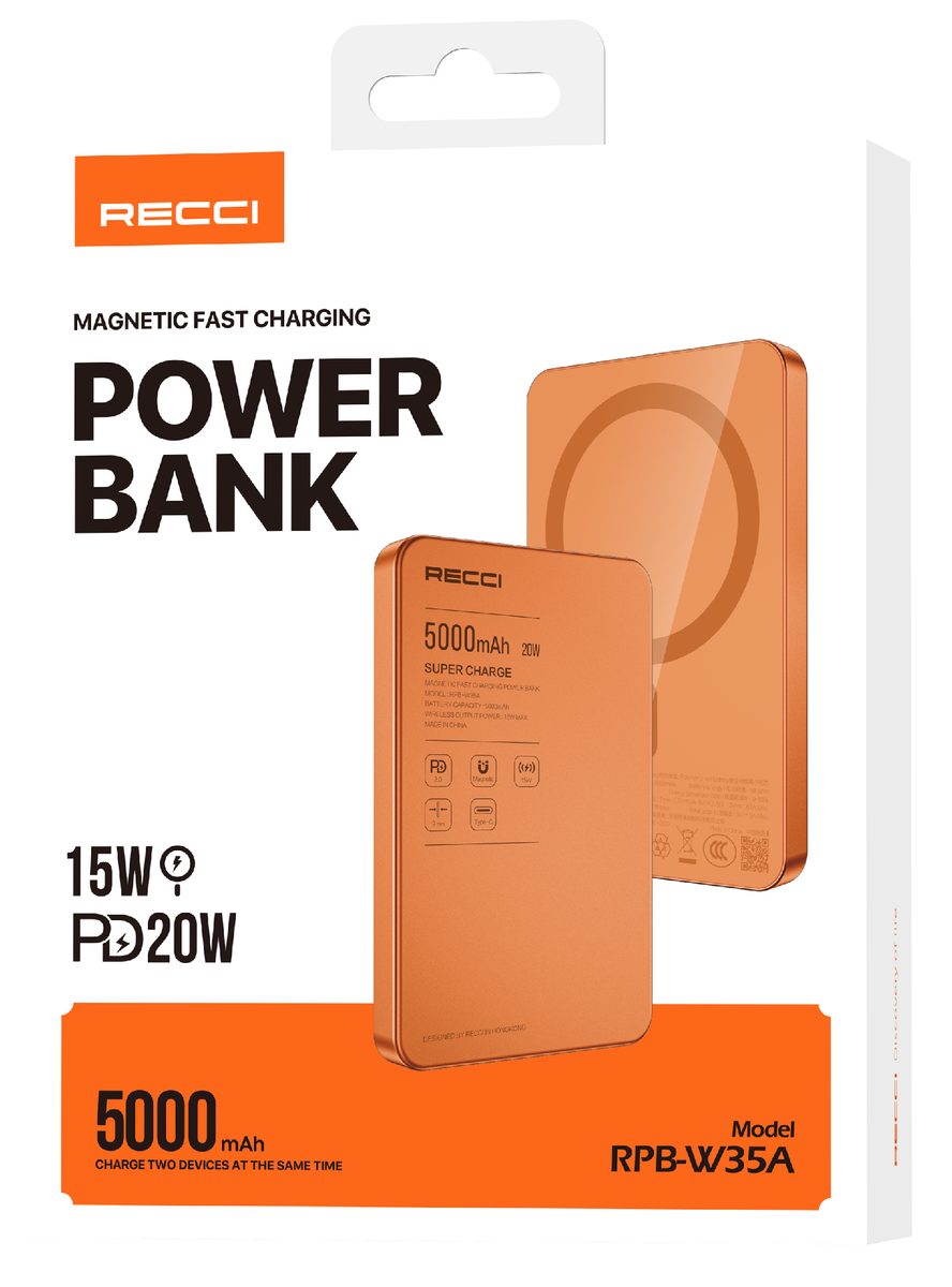 RECCI RPB-W35A Power BANK 15W Magnetic wireless charger