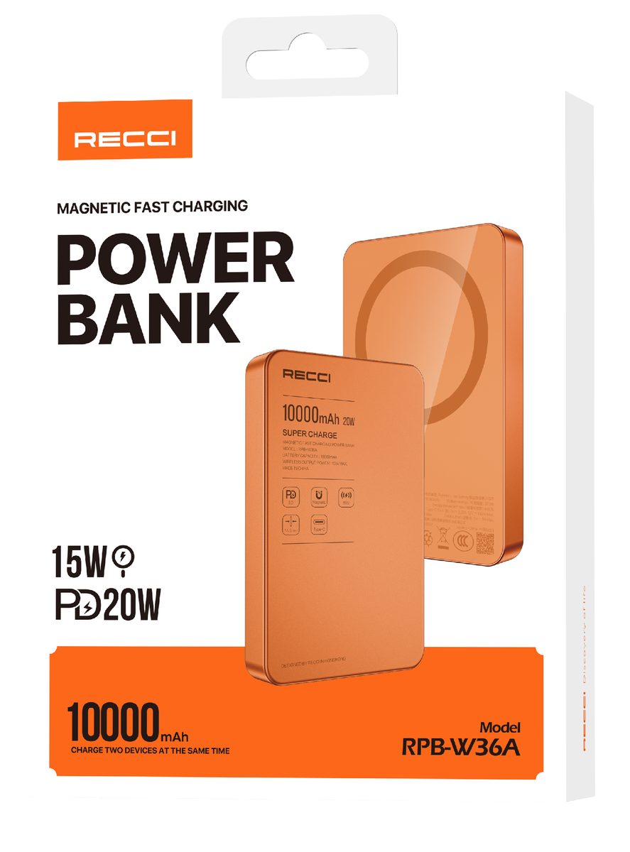 RECCI RPB-W36A Power BANK 15W Magnetic wireless charger