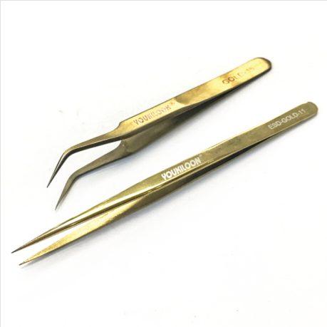 Gold Precision Anti-Static Hardened Tweezers