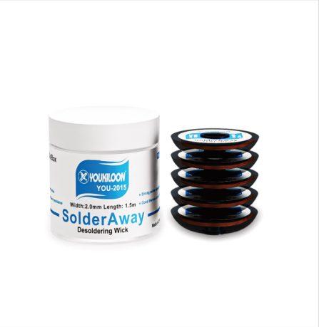 Solder Away Desoldering Wick, 5 Rolls per Box